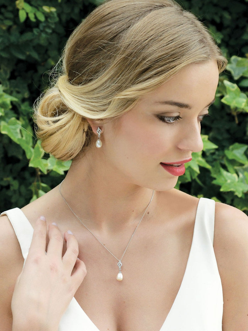 Ivory & Co Lisbon crystal and pearl earrings 2.5cm, UK version