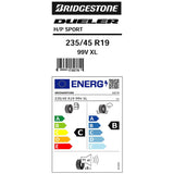 Bridgestone tyre Dueler D-Sport 235/45 R19, UK version