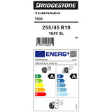 Bridgestone Turanza T005 summer tyre 255/45 R19 - British product