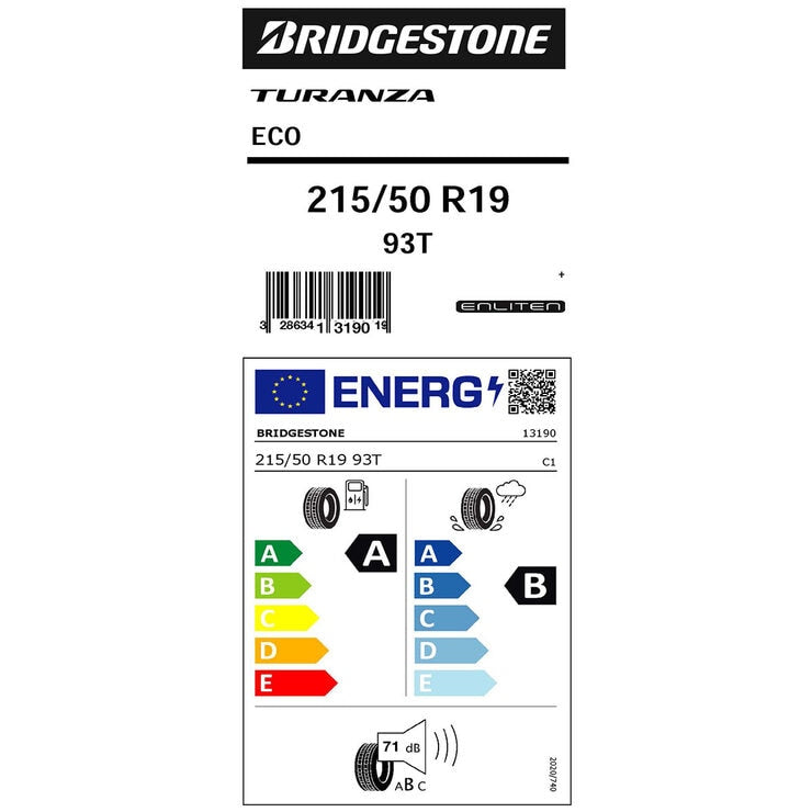 Bridgestone Turanza ECO tyre 215/50 R19, imported from the UK