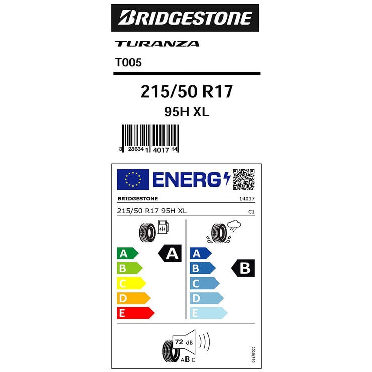 Bridgestone Turanza T005 summer tyre 215/50 R17 (British brand)