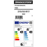 Bridgestone Turanza T005 summer tyre 215/55 R17 (British brand)