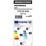 Bridgestone Potenza S001 summer tyre 275/35 R20, imported from the UK