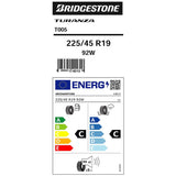 Bridgestone Turanza T005 225/45R19 summer tyre, imported from the UK