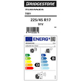 Bridgestone Turanza T001 tyre 225/45 R17 91V, UK version