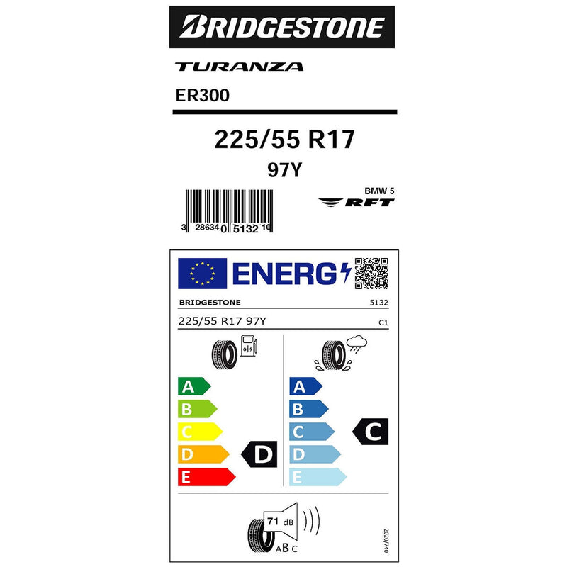 Bridgestone Ecopia ER300 runflat tyre 225/55 R17, UK version