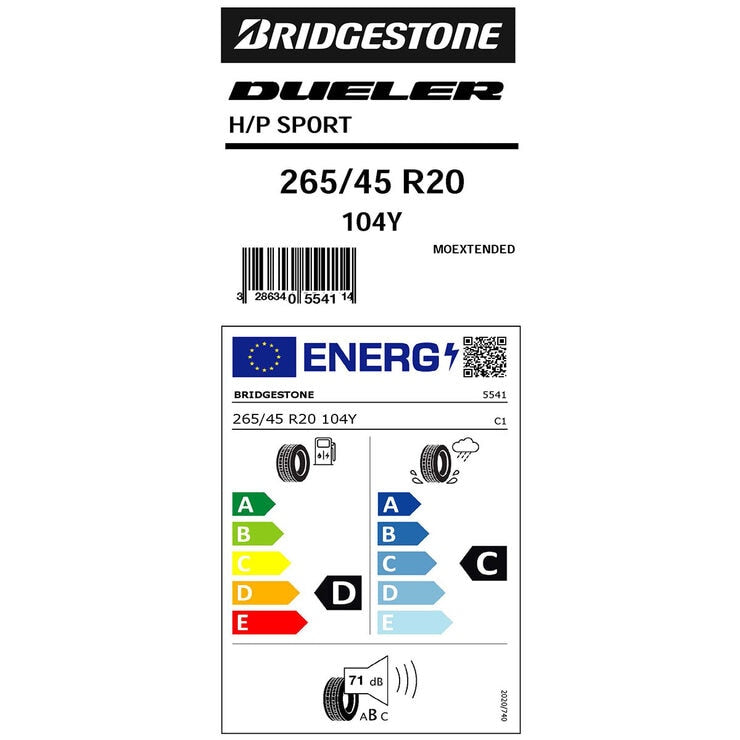 Bridgestone D-Sport summer tyre 265/45 R20, UK version