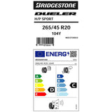 Bridgestone D-Sport summer tyre 265/45 R20, UK version