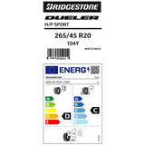 Bridgestone D-Sport summer tyre 265/45 R20, UK version