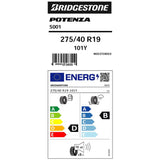 Bridgestone Potenza runflat tyre 275/40R19 - British product
