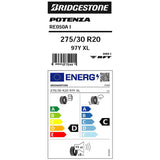 Bridgestone RE050A run-flat tyre 275/30R20 - British product