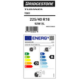 Bridgestone Turanza T001 runflat summer tyre 225/40 R18 (British brand)