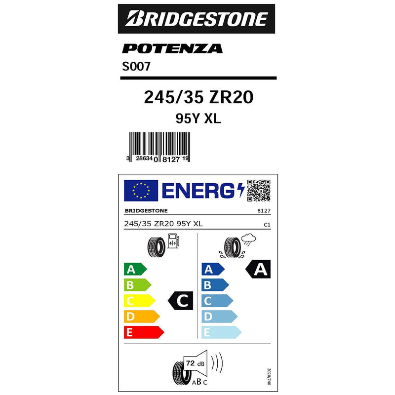 Bridgestone Potenza S007 summer tyre 245/35R20 - British product