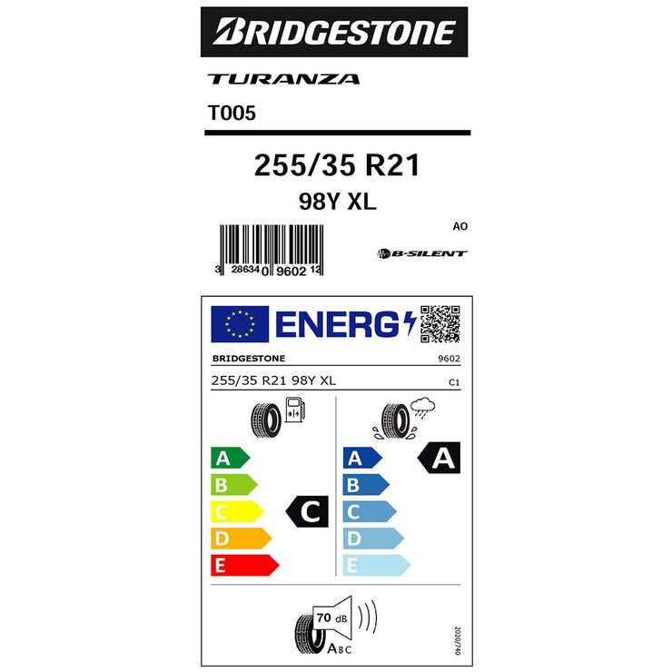 Bridgestone Turanza T005 summer tyre 255/35 R21 (British brand)