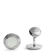 Harrods Dunhill Rhodium-Plated Silver and Mother-of-Pearl Hobnail Cufflinks- Buy online at McGrocer