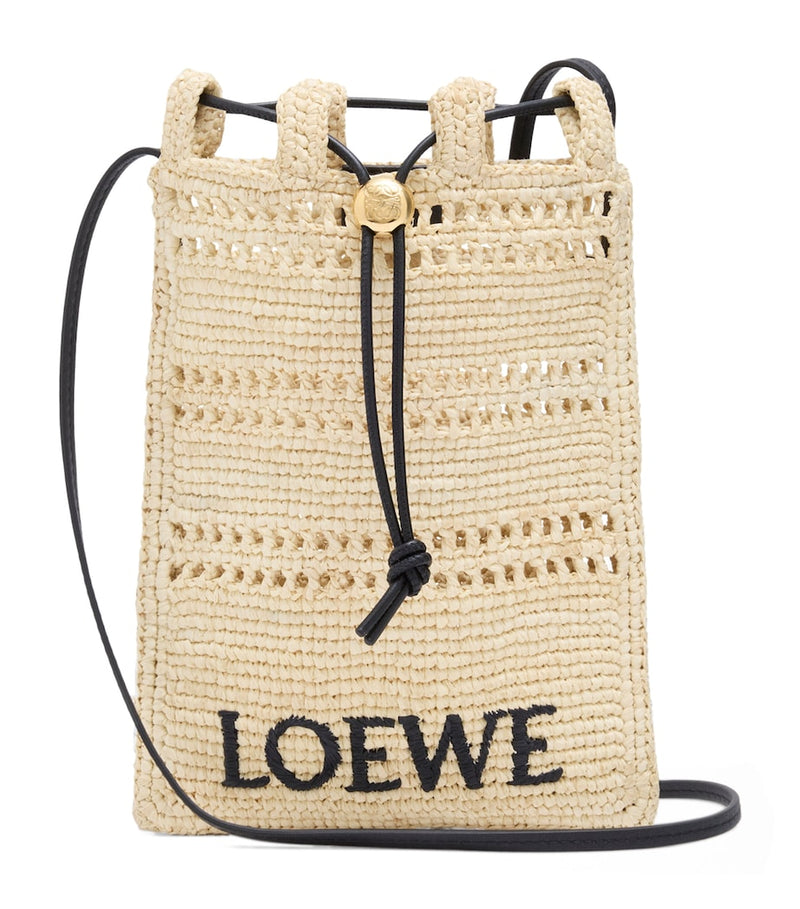 LOEWE raffia drawstring pocket bag, imported from the UK