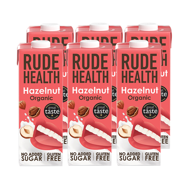 Rude Health Organic Hazelnut Milk 6x 1L, imported from the UK