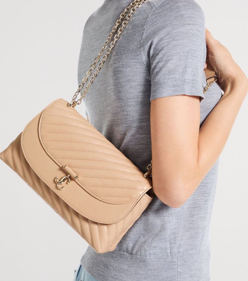 Jimmy Choo Curve quilted leather cross-body bag, imported from the UK