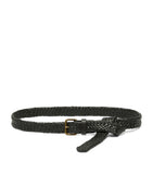 Weekend Max Mara leather woven belt with gold-tone buckle - British product