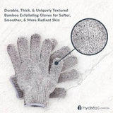 Hydrea London Carbonised Bamboo Exfoliating Shower Gloves, imported from the UK