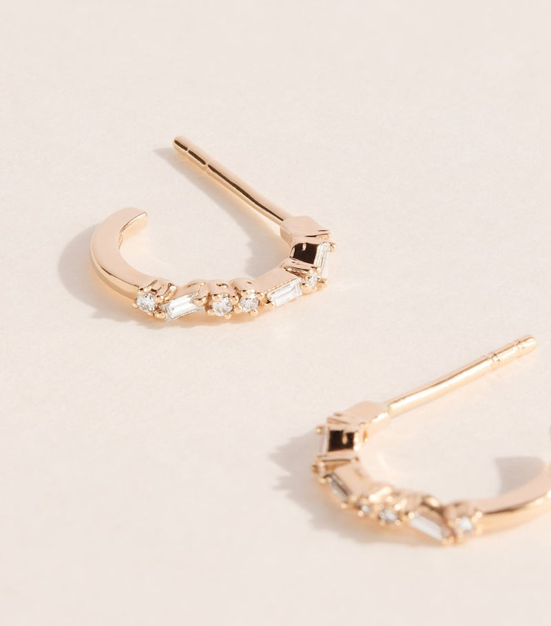 Suzanne Kalan rose gold diamond hoop earrings, imported from the UK