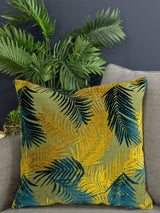 Next Riva Paoletti Palm Grove Gold/Teal Blue Velvet Polyester Filled Cushion- Buy online at McGrocer