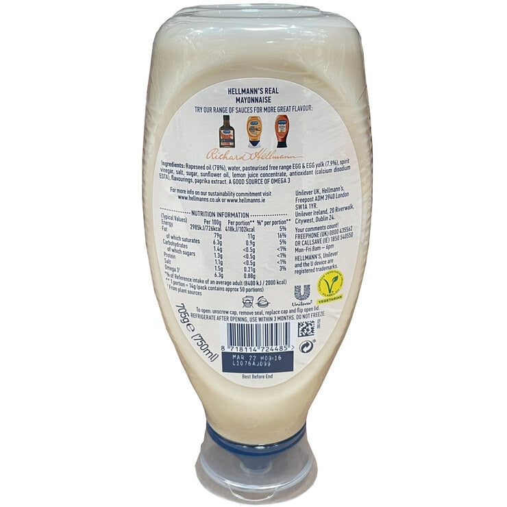 Hellmann's Squeezy Mayonnaise 2 x 750ml, UK version