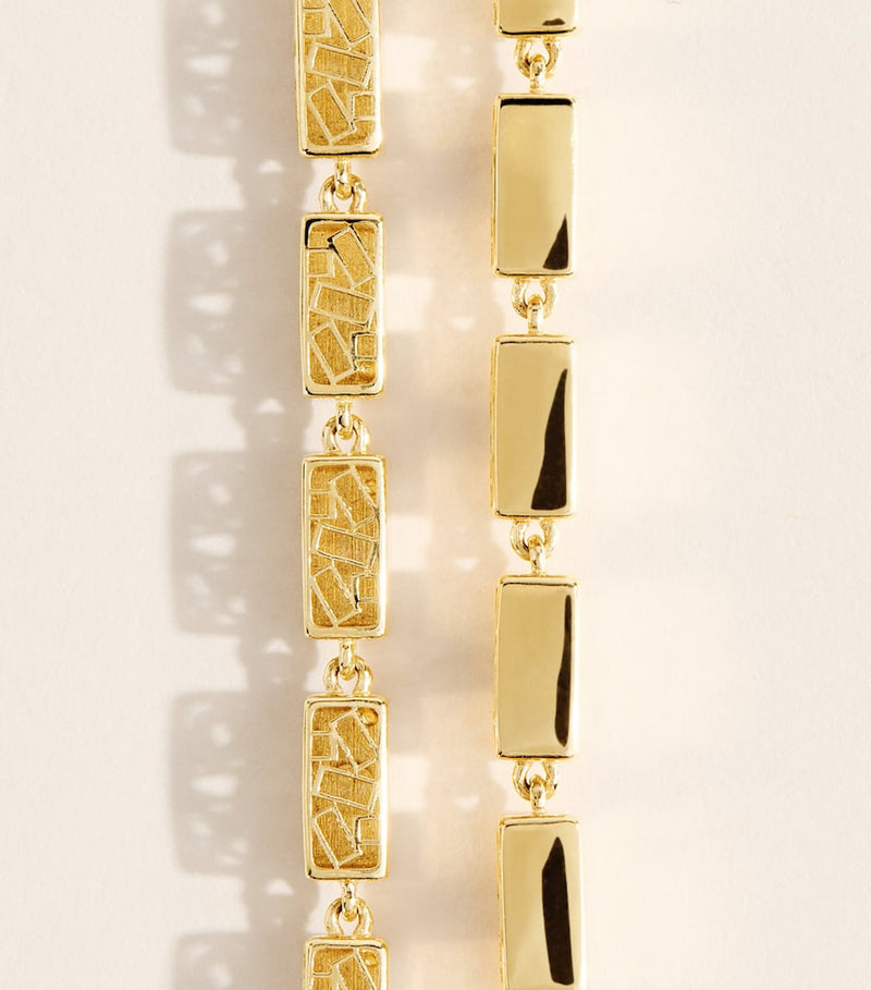 Suzanne Kalan yellow gold block-chain pendant necklace adjustable chain, imported from the UK