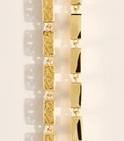 Suzanne Kalan yellow gold block-chain pendant necklace adjustable chain, imported from the UK