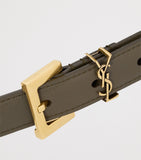 Saint Laurent leather monogram belt gold-toned buckle - British product