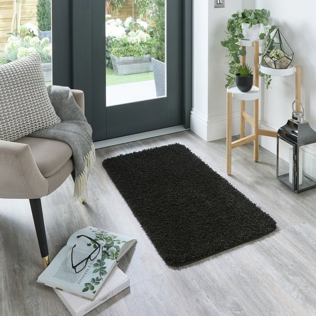 Buddy washable shaggy rug black 80x120cm (British brand)