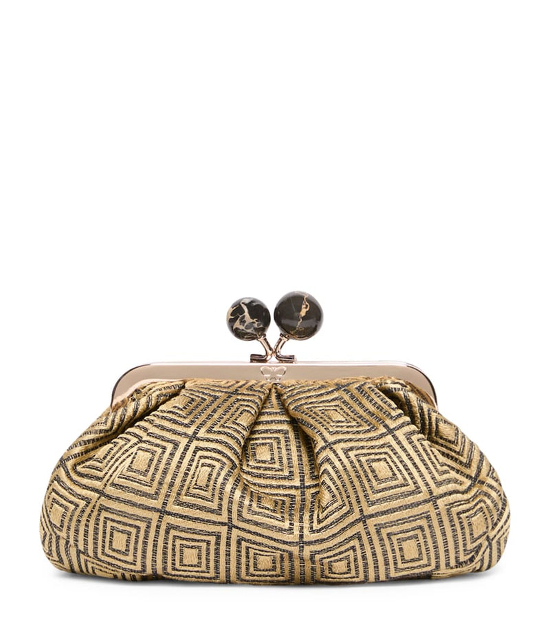Weekend Max Mara Pasticcino woven jacquard clutch, imported from the UK