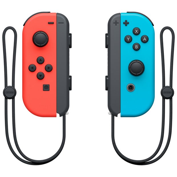 Nintendo Joy-Con controller pair neon red and blue (British brand)