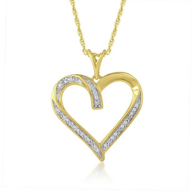 Revere diamond heart pendant necklace 9ct gold plated, imported from the UK