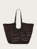 AllSaints Dark Brown Ara cotton knit tote bag, imported from the UK