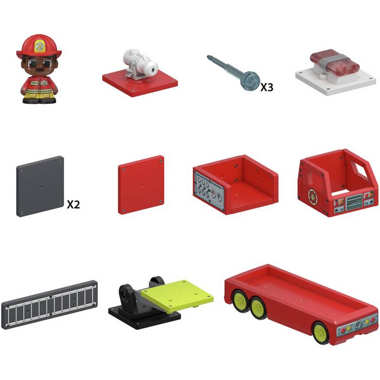 Tile Town Fire Truck Set with magnetic tiles and firefighter figure (British brand)