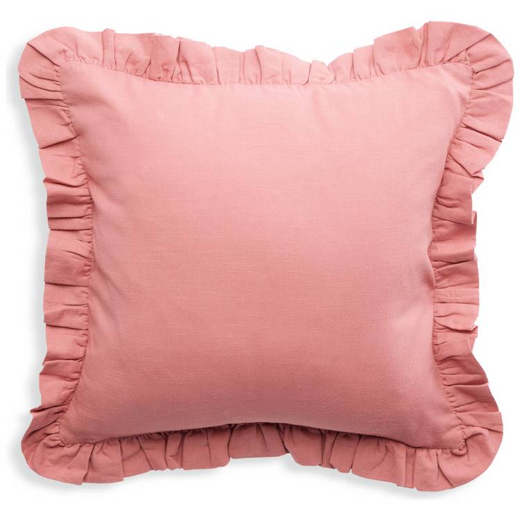 Habitat plain ruffle cushion in rose 43x43cm (British brand)