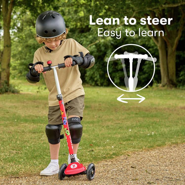 Zinc Light Up Racecar scooter red - British product
