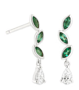 Harrods Astrid & Miyu White Gold Diamond and Emerald Marquise Earrings- Buy online at McGrocer