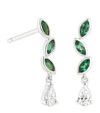 Astrid & Miyu white gold marquise earrings with emerald and diamond - British product