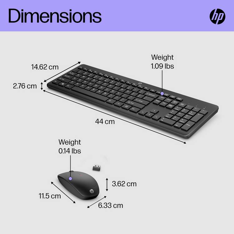 HP 230 wireless keyboard and mouse set, UK version