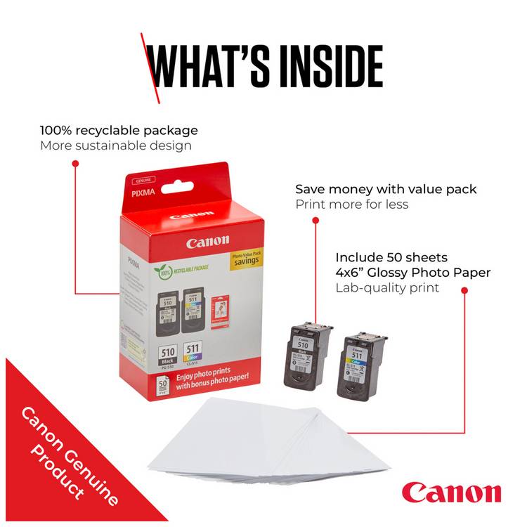 Canon PG-510 and CL-511 ink cartridges 9ml, imported from the UK