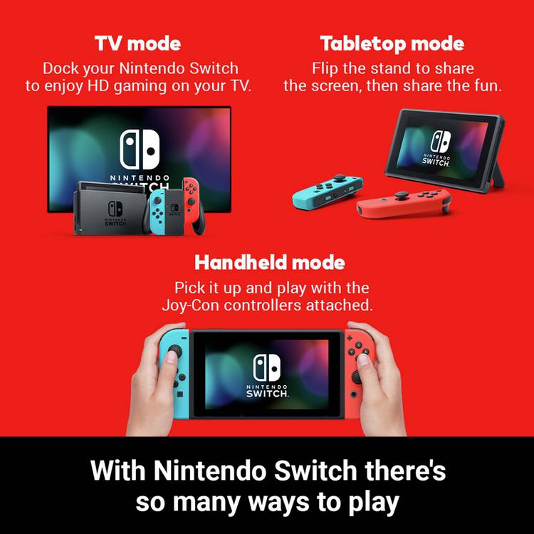 Nintendo Switch Neon console improved battery (British brand)