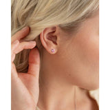 Revere sterling silver heart stud earrings with pink cubic zirconia - British product