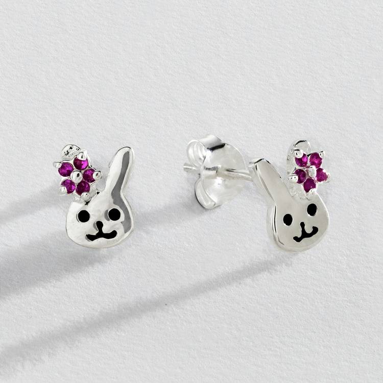 Revere children's bunny enamel stud earrings, UK version