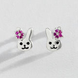 Revere children's bunny enamel stud earrings, UK version