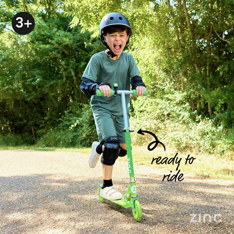 Zinc Dino foldable scooter with light-up wheels - British product