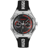 HUGO Grail sports watch with black silicone strap (British brand)