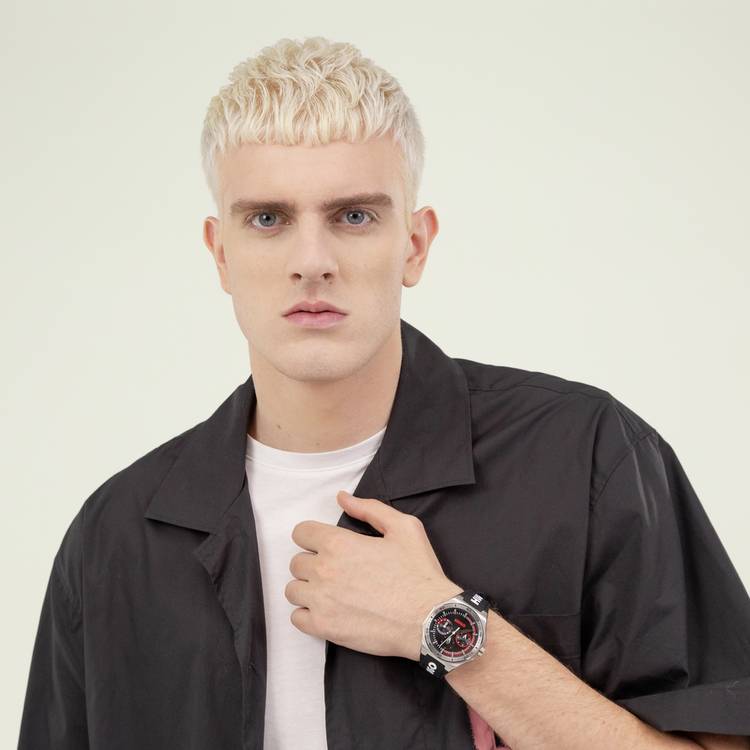 HUGO Grail sports watch with black silicone strap (British brand)