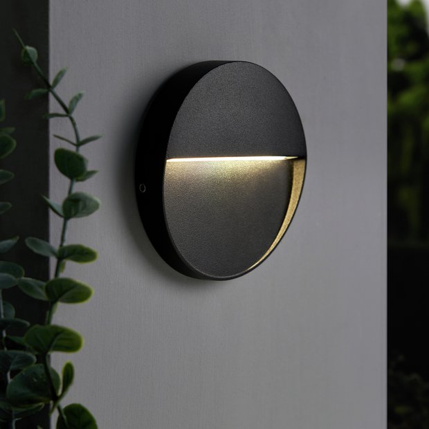 Zink BRIA IP54 black round outdoor guide light, imported from the UK